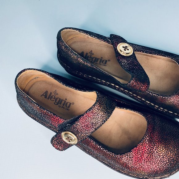 Alegria Paloma Red Metallic Mary Jane Shoes - Picture 2 of 4